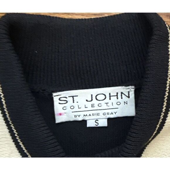 Vtntage St John Collection Marie Gray Knit Star Sweater Holiday Small Navy - Picture 5 of 6